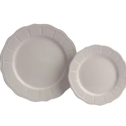 Assiette plate grès festonnée marron x4 Ø26,5xm