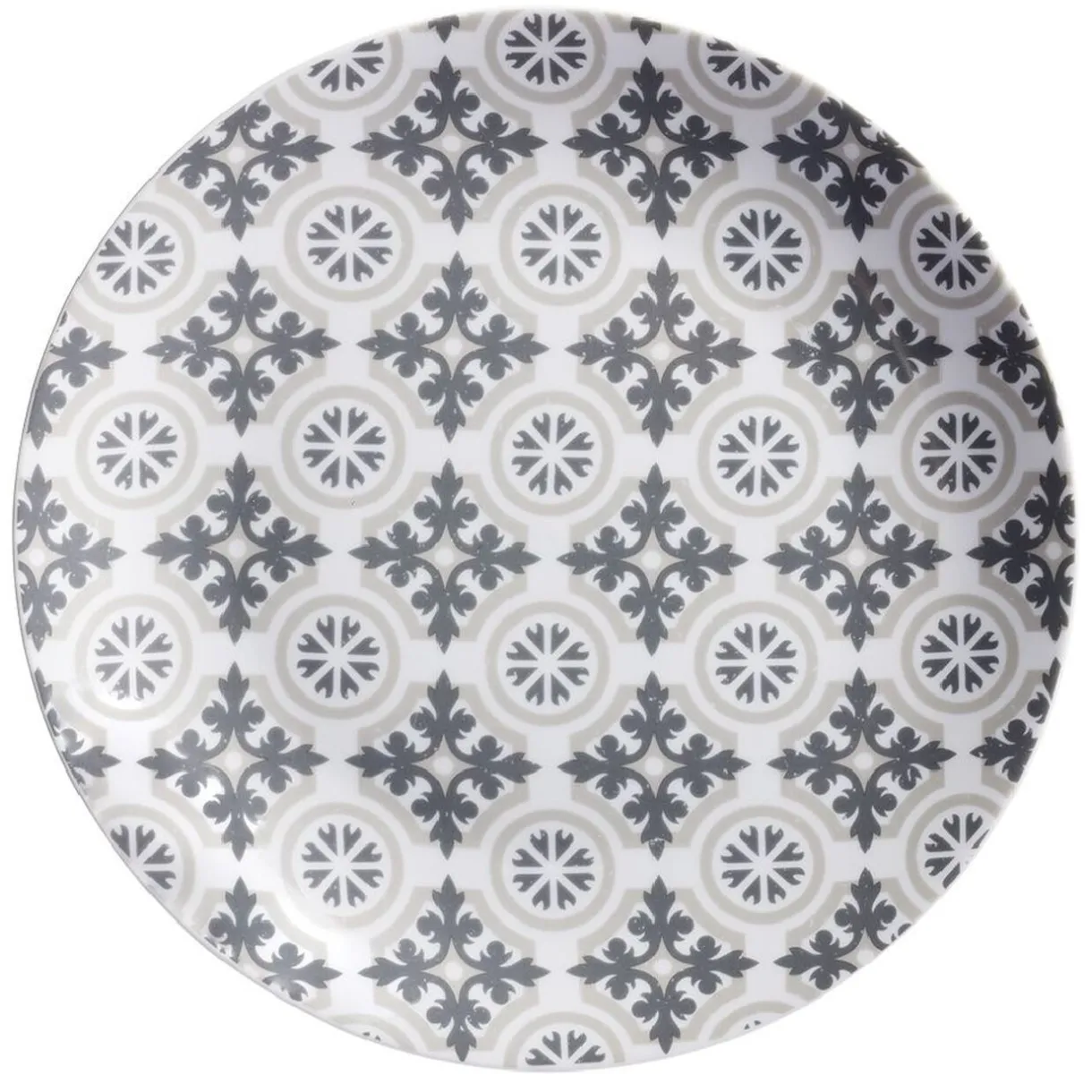 Assiette plate motif carreau de ciment gris Ø26cm < Gifi New