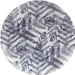 Assiette plate motif feuillage bleu et blanc Ø26.5cm