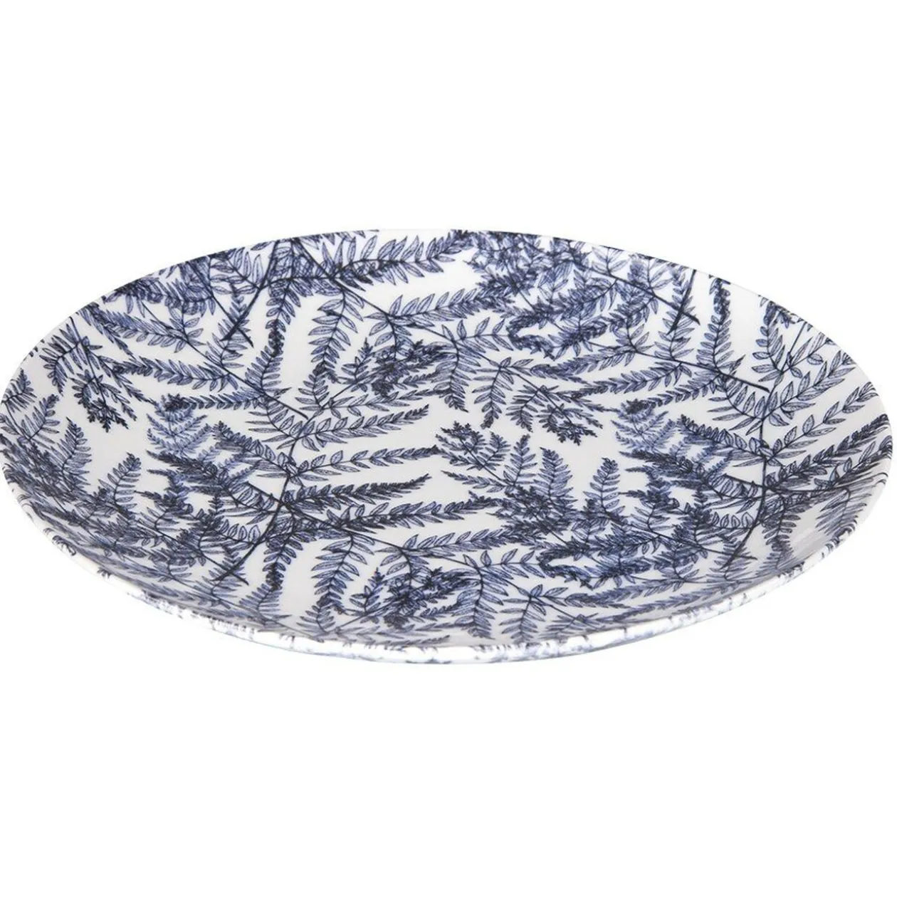 Assiette plate motif feuillage bleu et blanc Ø26.5cm