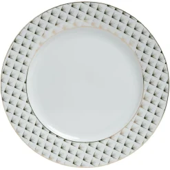 Assiette plate porcelaine blanche bord motif doré Ø27cm < Gifi New