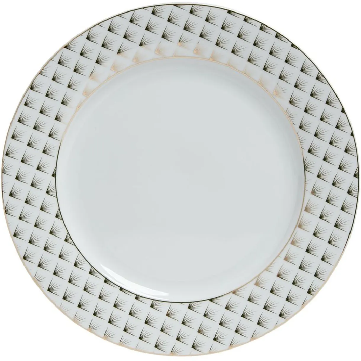 Assiette plate porcelaine blanche bord motif doré Ø27cm < Gifi New