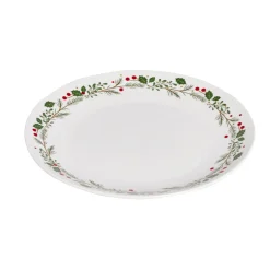 Assiette plate porcelaine blanche motif feuillage de Noël Ø27cm < Gifi