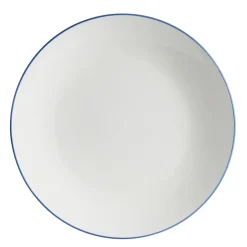 Assiette plate porcelaine blanc liseré bleu foncé Ø26,5cm