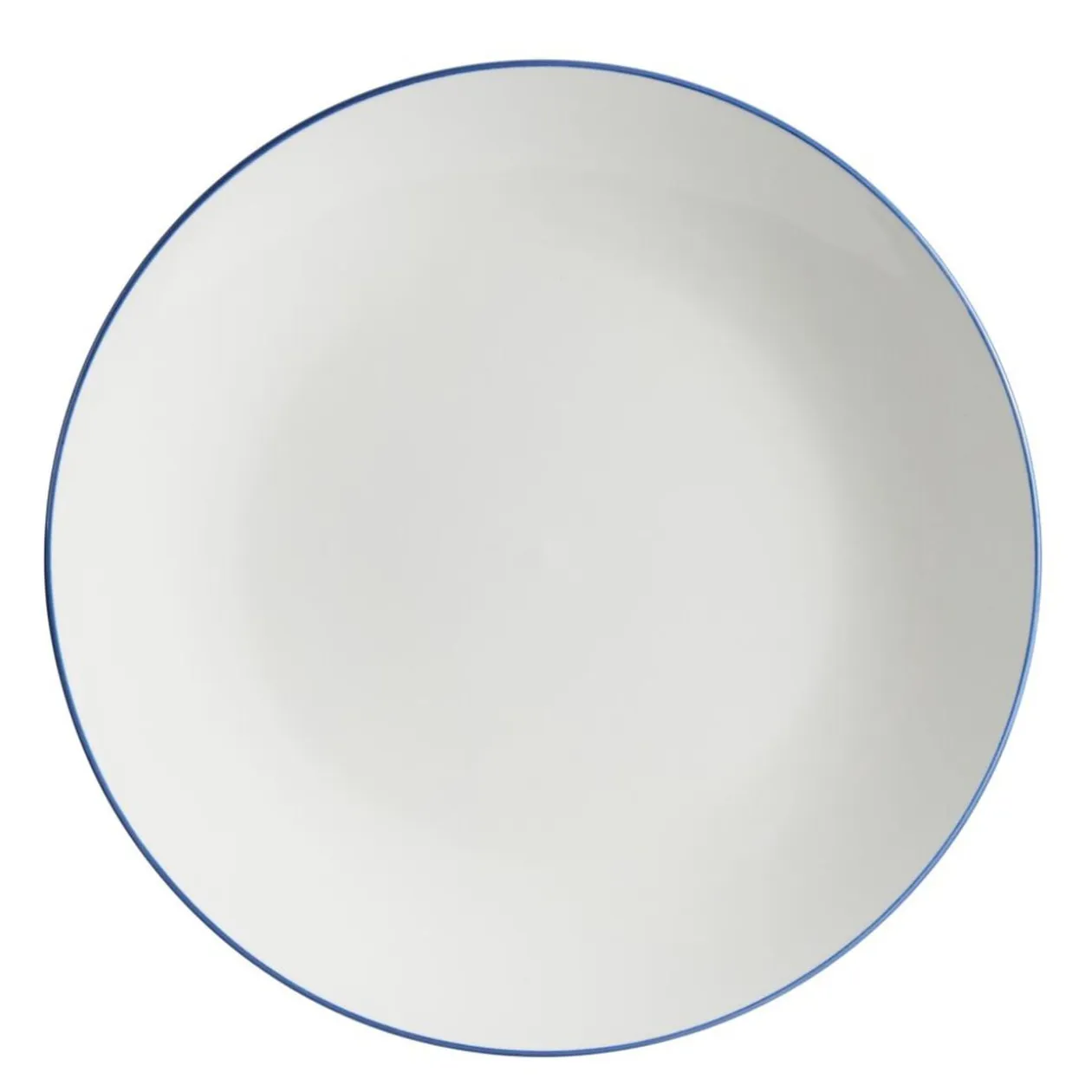Assiette plate porcelaine blanc liseré bleu foncé Ø26,5cm