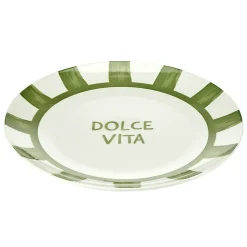 Assiette plate porcelaine "Dolce Vita" blanche et verte Ø26,5cm