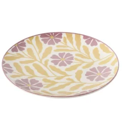 Assiette plate ronde Berthie céramique motif végétal vert et blanc Ø26,7cm < Gifi Hot