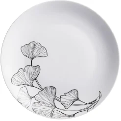 Assiette plate ronde blanche décor fleur noire Ø26cm < Gifi Hot