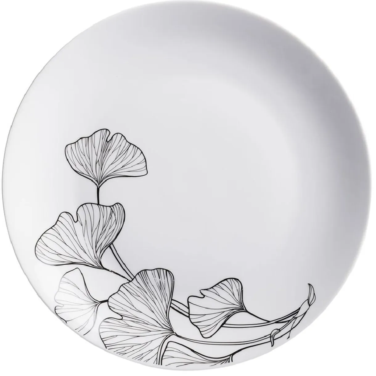 Assiette plate ronde blanche décor fleur noire Ø26cm < Gifi Hot