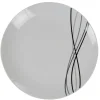 Assiette plate ronde blanche lignes gris noir Ø26.5cm < Gifi Clearance
