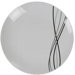 Assiette plate ronde blanche lignes gris noir Ø26.5cm < Gifi Clearance
