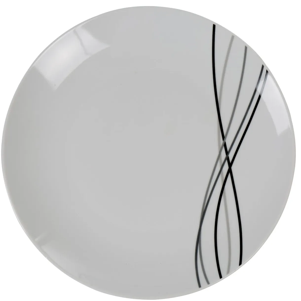 Assiette plate ronde blanche lignes gris noir Ø26.5cm < Gifi Clearance