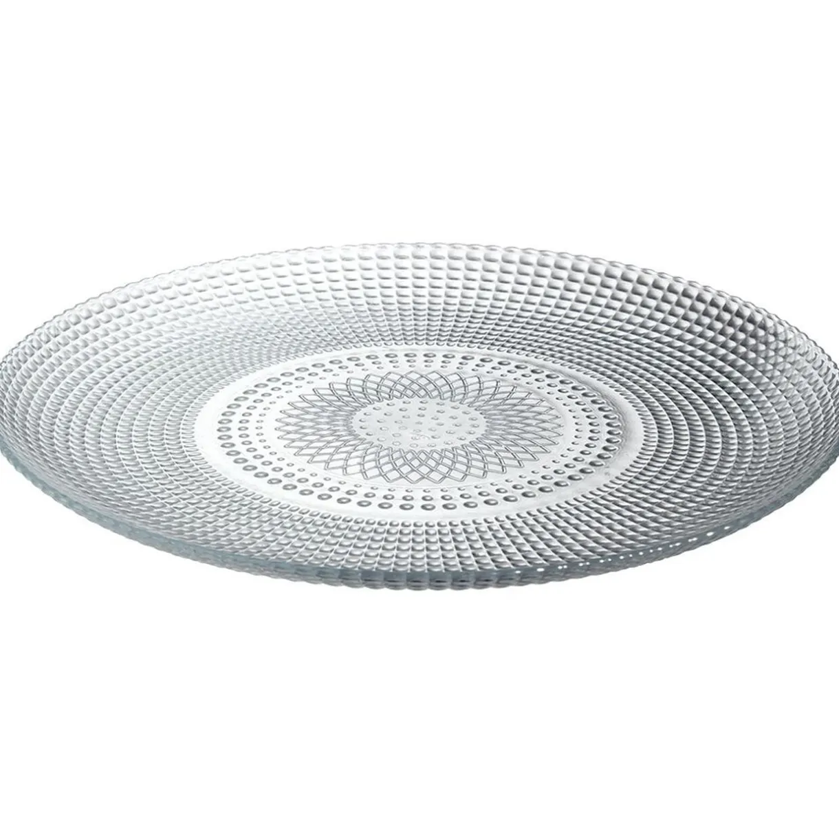 Assiette plate ronde effet relief blanc transparent Ø26,8 cm < Gifi New