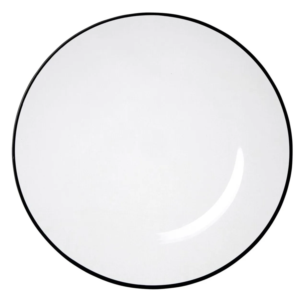 Assiette plate ronde liseré noir verre transparent Ø26cm