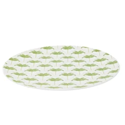 Assiette plate ronde plastique motif palmier blanc et vert Ø26cm