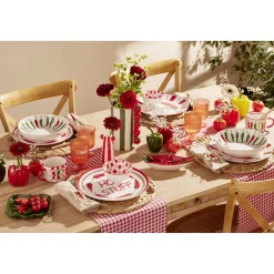 Assiette plate ronde x4 porcelaine motif piment Ø27cm < Gifi Hot