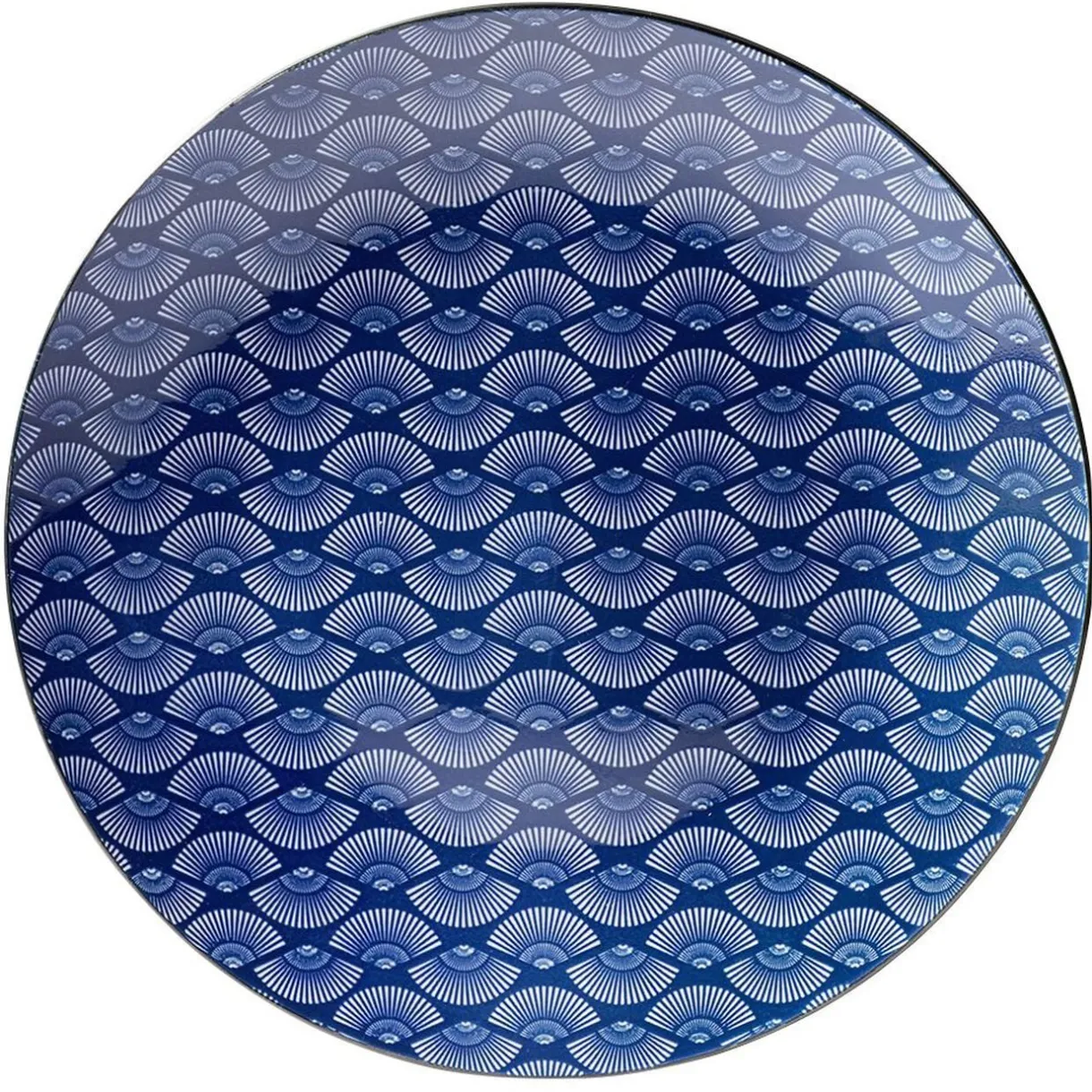 Assiette plate style japonais porcelaine bleu blanc Ø26cm (2 modèles) < Gifi New