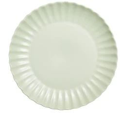 Assiette plate Venise rebord ondulé faïence vert sauge Ø26cm