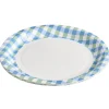 Assiette plate x8 carton motif carreaux blanc et bleu Ø23cm