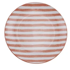 Assiette porcelaine x4 rayures blanches et colorées Ø24cm