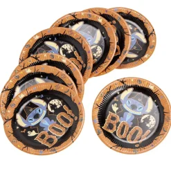 Assiettes jetables x8 Stitch Halloween carton noir Ø23cm < Gifi Online