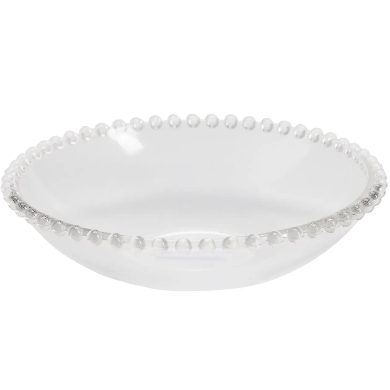 Assiette à soupe céramique transparente bord perle Ø18,5cm
