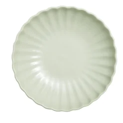Assiette à soupe Venise rebord ondulé faïence vert sauge Ø20cm < Gifi Online