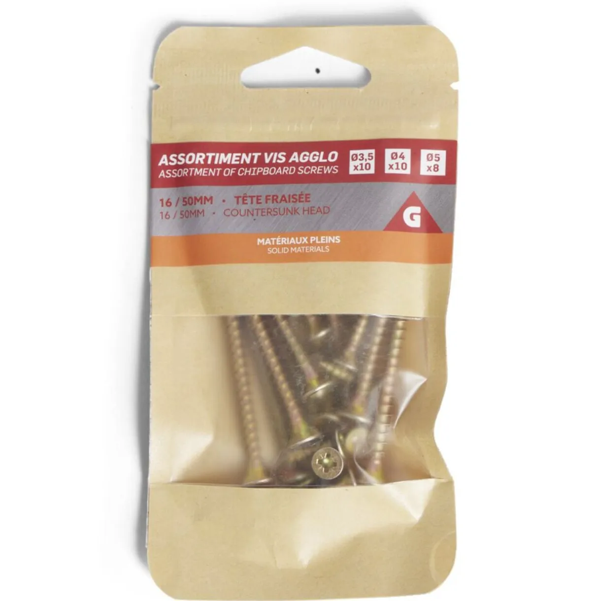 Assortiment de vis agglo à tête fraisée 16/50mm - Matériaux pleins < Gifi Online