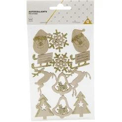 Autocollant bois pailleté argenté x12