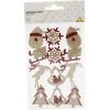 Autocollant bois pailleté rouge x12