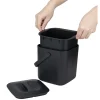 Bac à compost format cuisine 3L avec panier et poignée plastique noir 19x18xH18cm < Gifi New