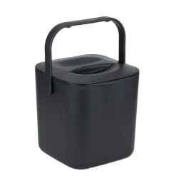Bac à compost format cuisine 3L avec panier et poignée plastique noir 19x18xH18cm < Gifi New