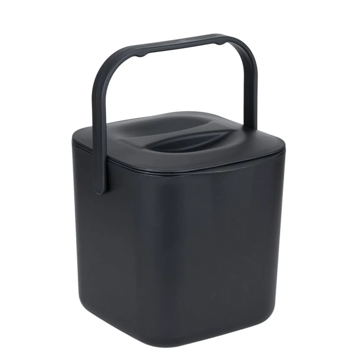 Bac à compost format cuisine 3L avec panier et poignée plastique noir 19x18xH18cm < Gifi New