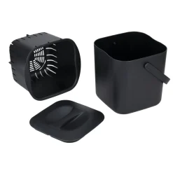Bac à compost format cuisine 3L avec panier et poignée plastique noir 19x18xH18cm < Gifi New
