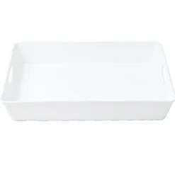 Bac de rangement plastique blanc avec poignée 37,5x26xH6cm < Gifi Hot