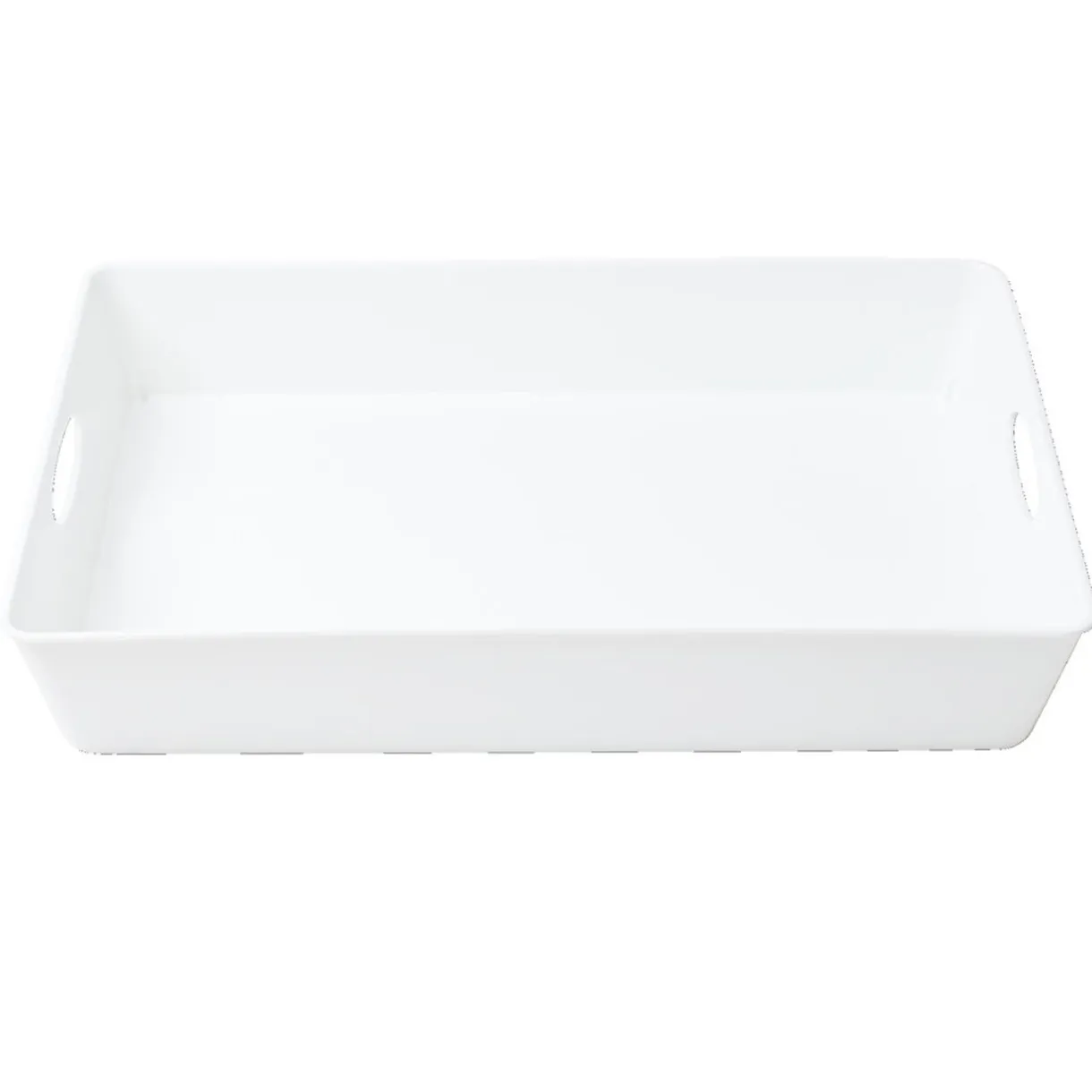 Bac de rangement plastique blanc avec poignée 37,5x26xH6cm < Gifi Hot