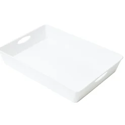 Bac de rangement plastique blanc avec poignée 37,5x26xH6cm < Gifi Hot