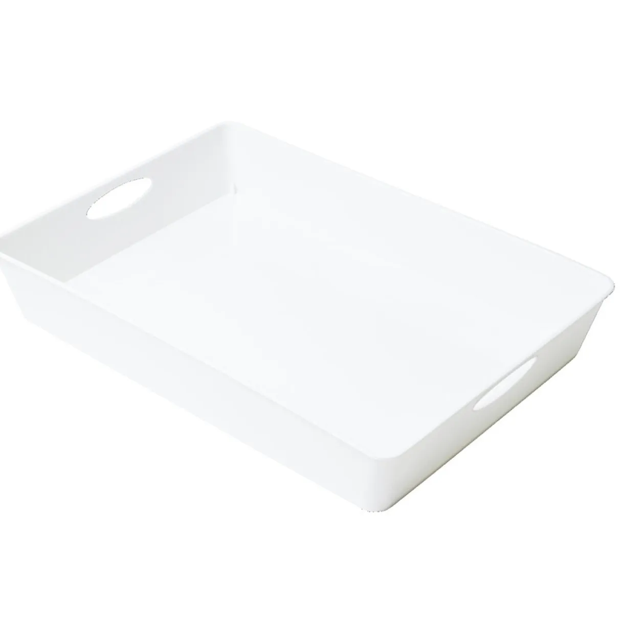 Bac de rangement plastique blanc avec poignée 37,5x26xH6cm < Gifi Hot
