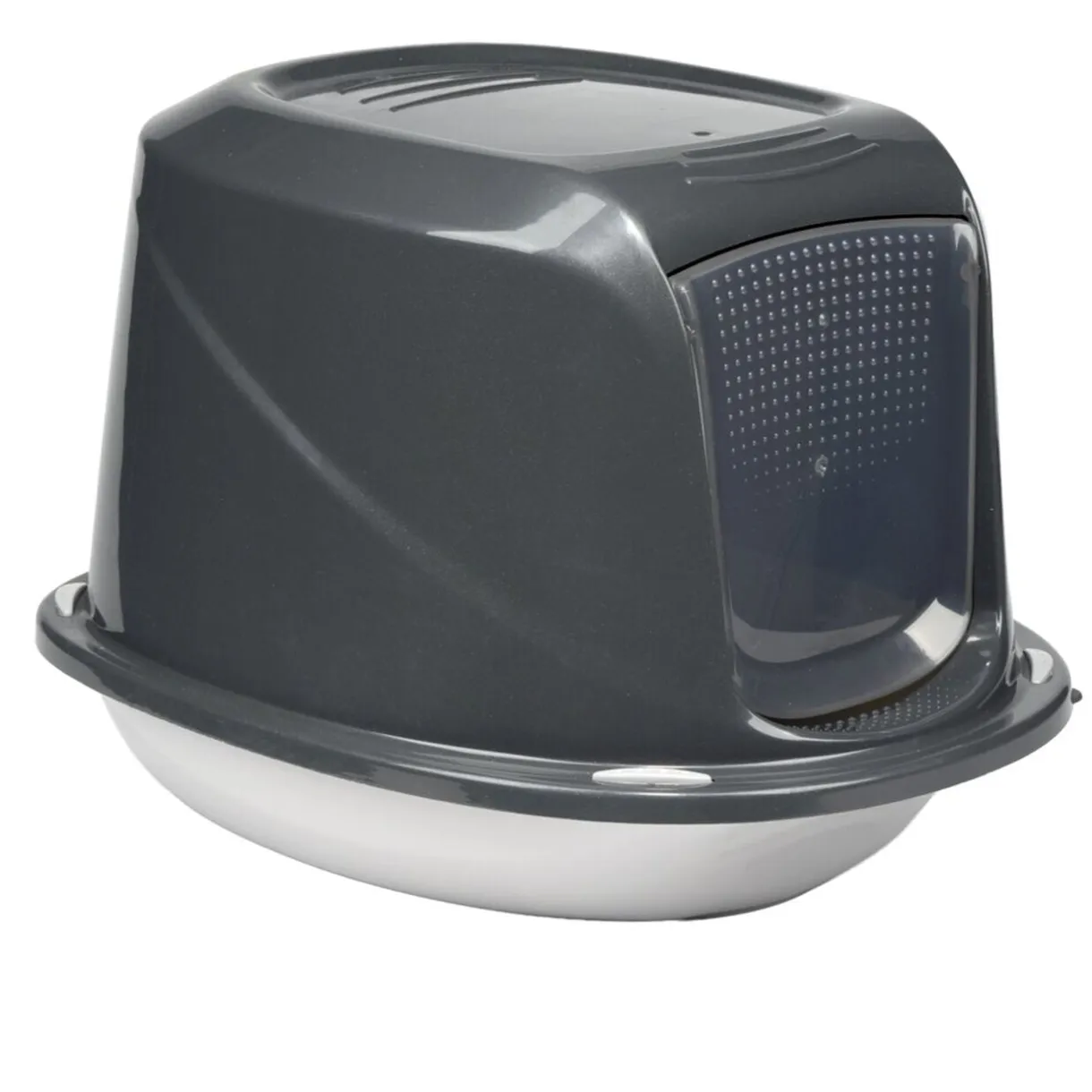 Bac à litière dôme pour chat plastique gris 46x36xH31,5cm < Gifi Hot
