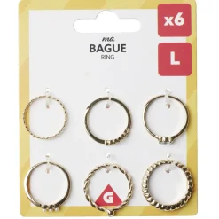 Bague femme x6 zinc doré ou argenté (4 tailles au choix) < Gifi Outlet