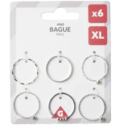 Bague femme x6 zinc doré ou argenté (4 tailles au choix) < Gifi Outlet