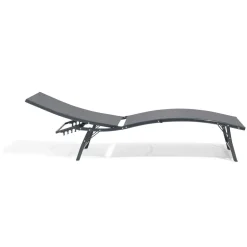 Bain de soleil Bahia pliant 5 positions gris 182x55xH34-92cm < Gifi Online