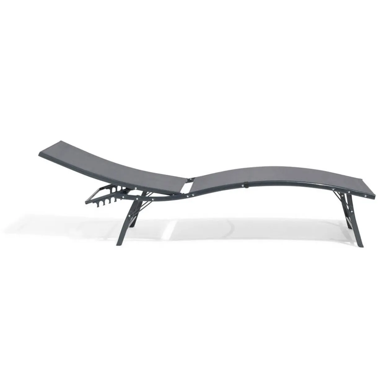 Bain de soleil Bahia pliant 5 positions gris 182x55xH34-92cm < Gifi Online
