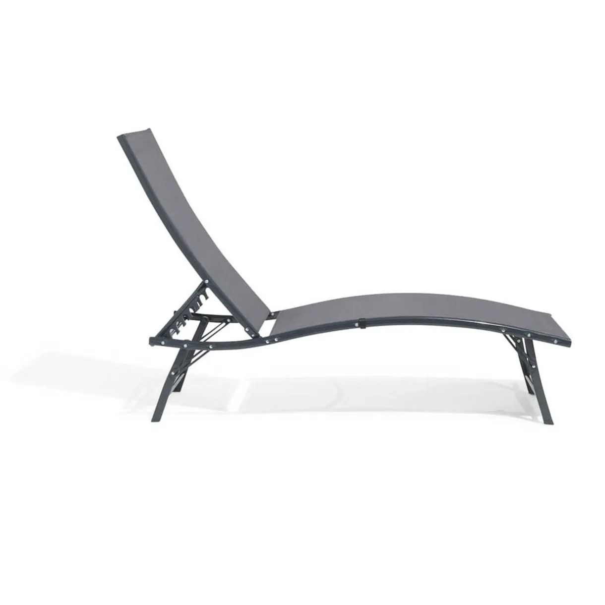 Bain de soleil Bahia pliant 5 positions gris 182x55xH34-92cm < Gifi Online