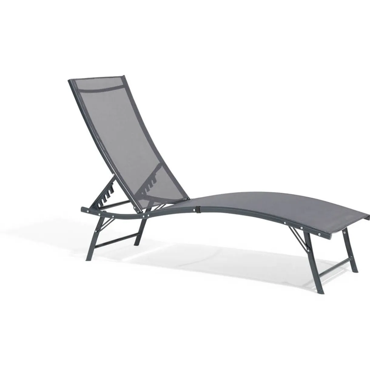 Bain de soleil Bahia pliant 5 positions gris 182x55xH34-92cm < Gifi Online