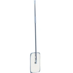 Balai plat gris avec manche en acier et recharge 38x20,5xH120cm