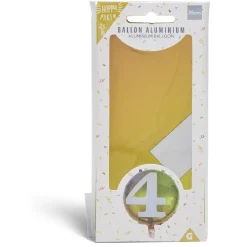 Ballon alu chiffre 4 métallisé multicolore Ø45cm