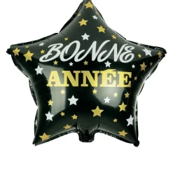 Ballon Bonne année forme étoile en aluminium noir et doré H46cm < Gifi Sale