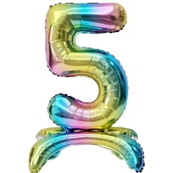 Ballon chiffre 5 avec support aluminium arc-en-ciel 51xH81cm < Gifi Outlet