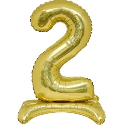 Ballon chiffre 2 doré ou argenté H80 cm avec support < Gifi